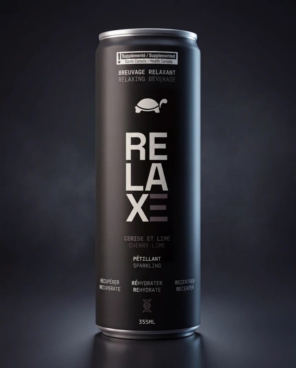 RELAXE Cerise et Lime, canette noire 355 ml